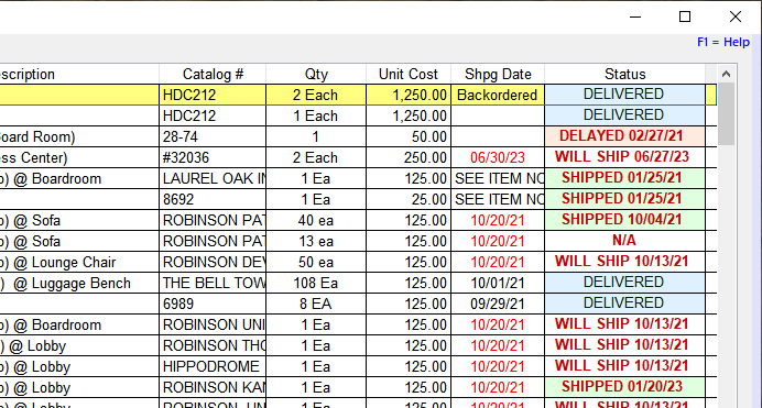 Expediting status column